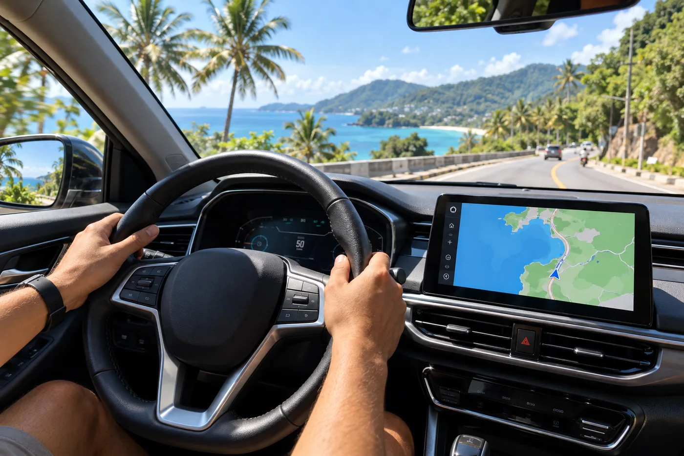 Generated illustration: Rental Cars with Apple CarPlay in Phuket