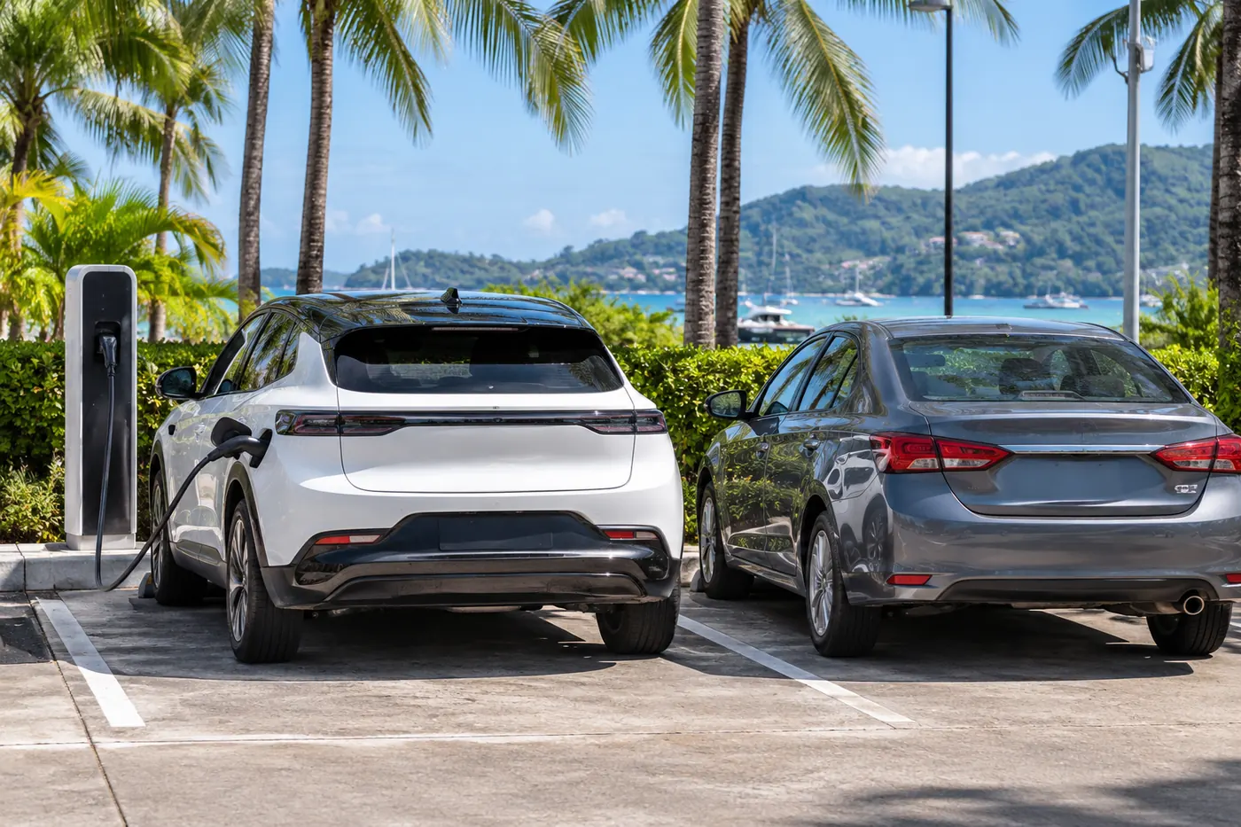 Generated illustration: Electric or Petrol Car for a Month in Phuket: Which to Rent