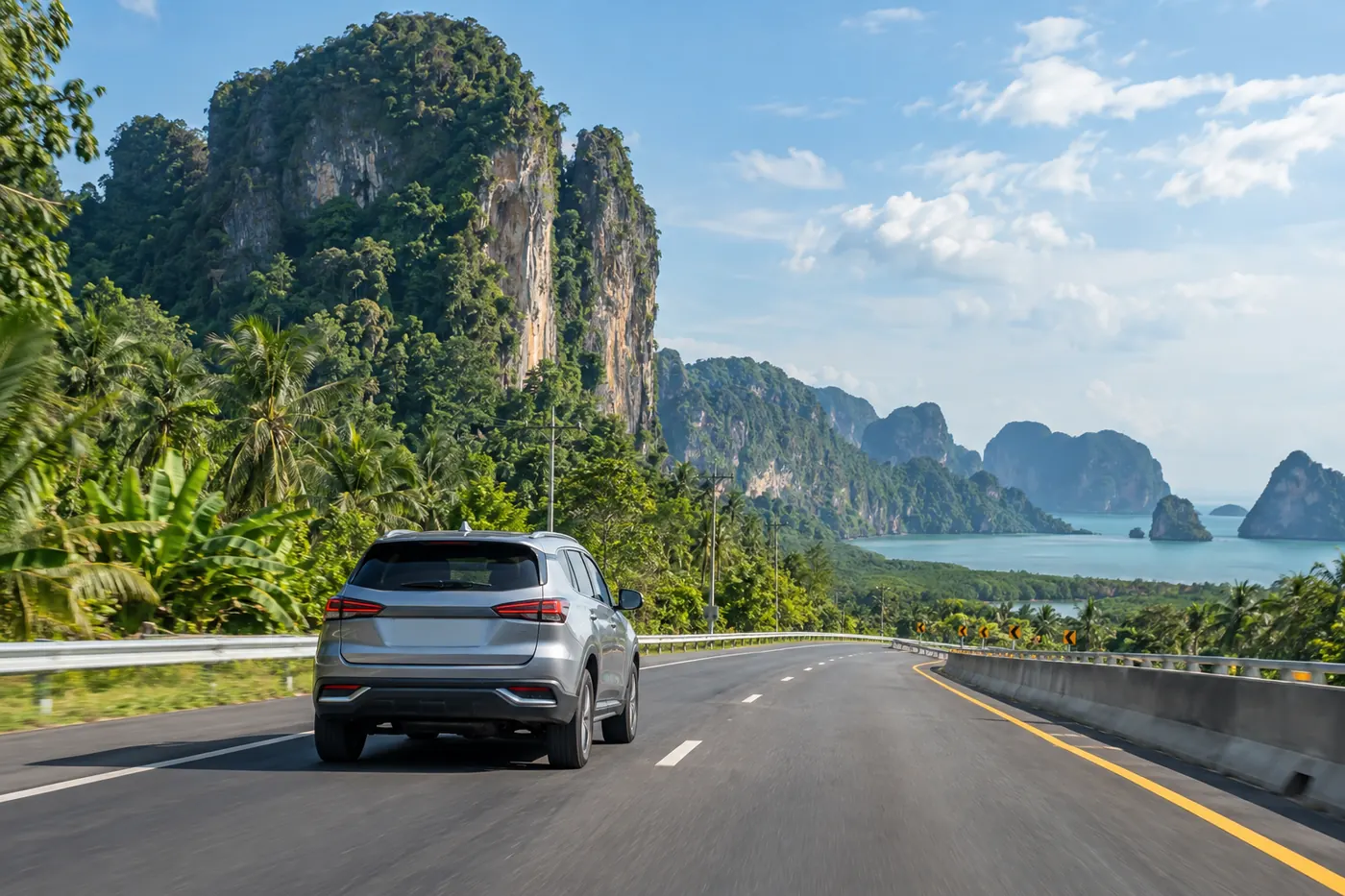 Generated illustration: Can I Drive a Rental Car from Phuket to Krabi or Khao Lak