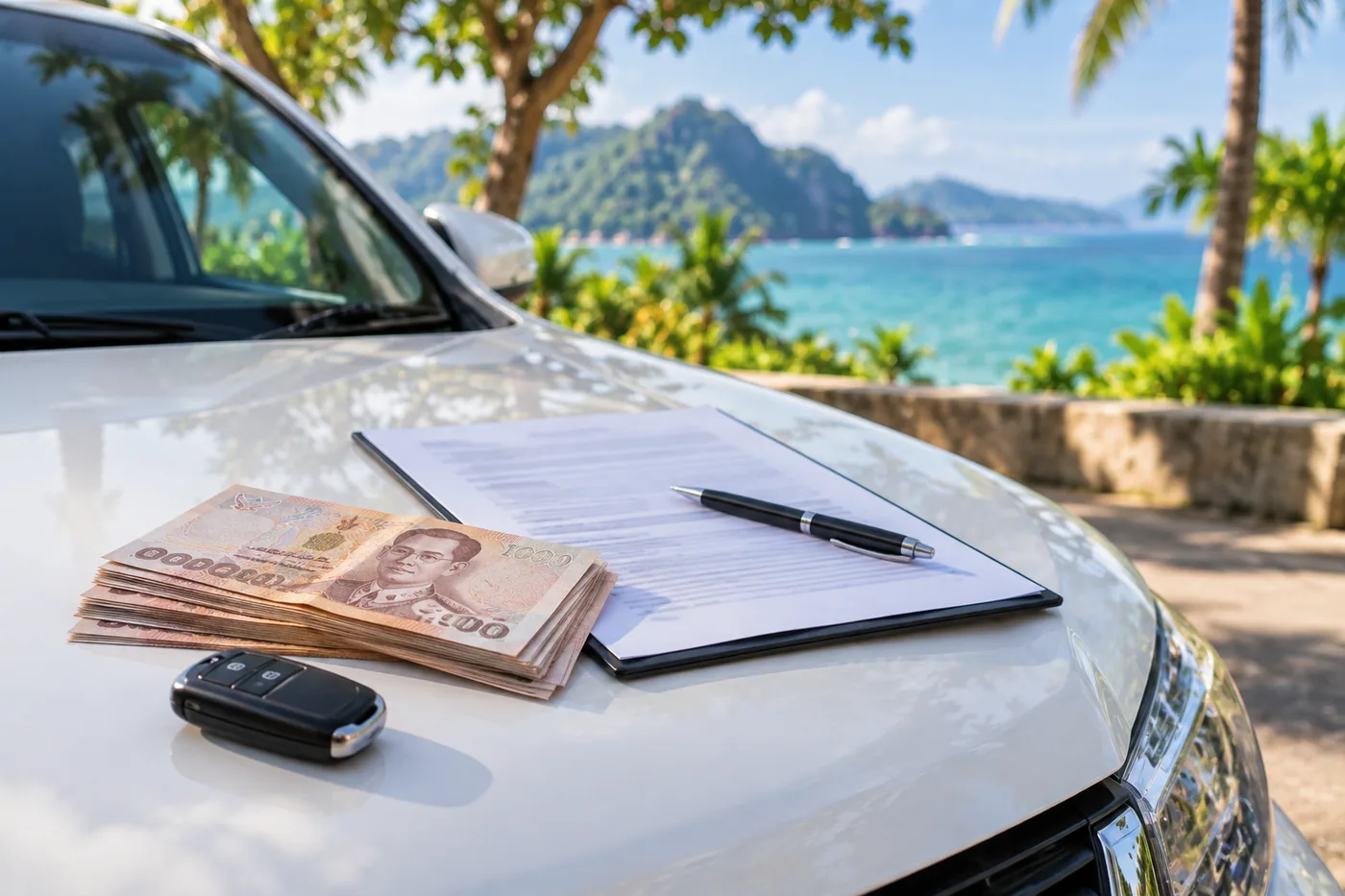 Generated illustration: Can I Rent a Car in Phuket Without a Cash Deposit