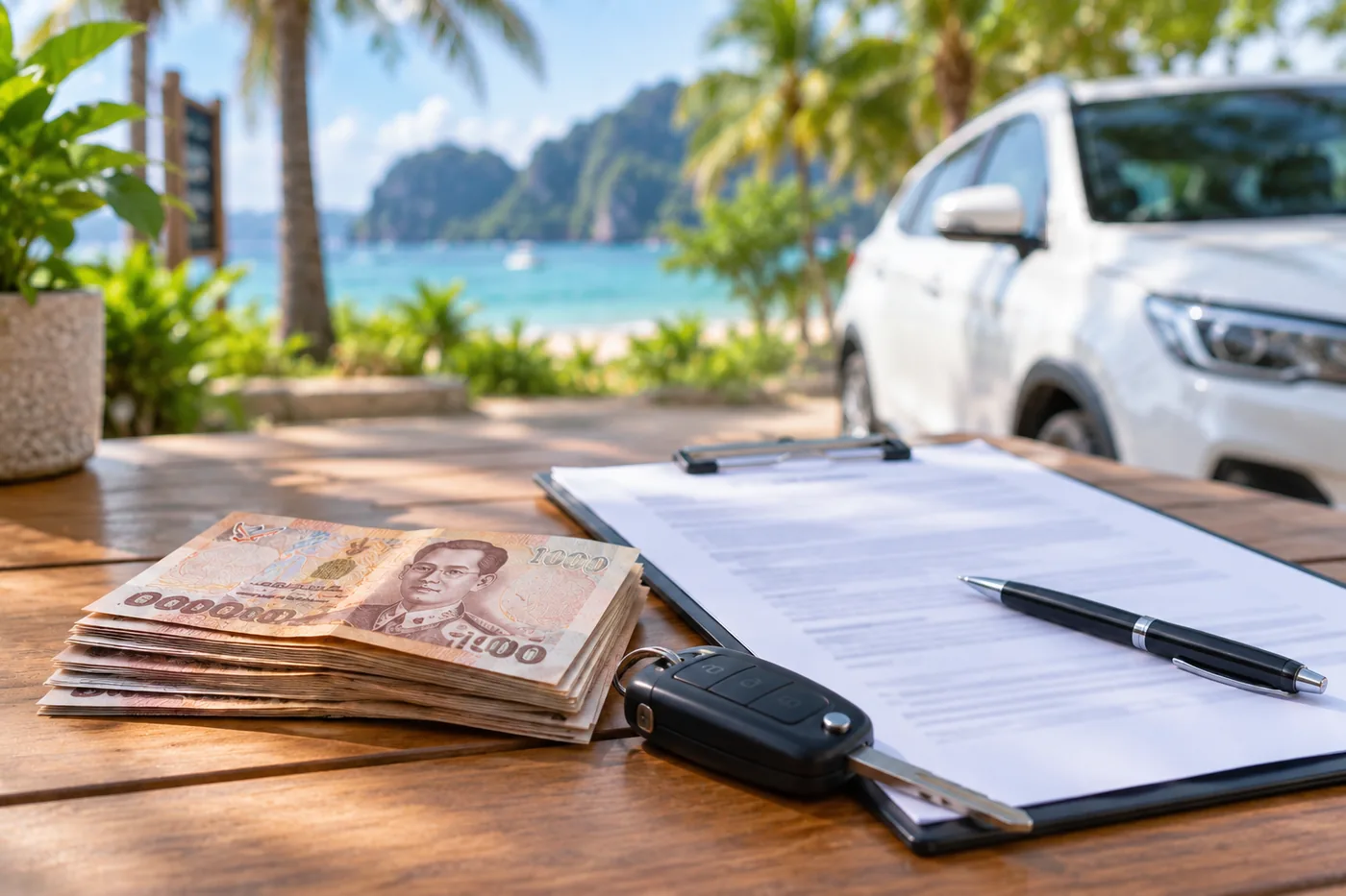 Generated illustration: How Does the Car Rental Deposit Work in Phuket