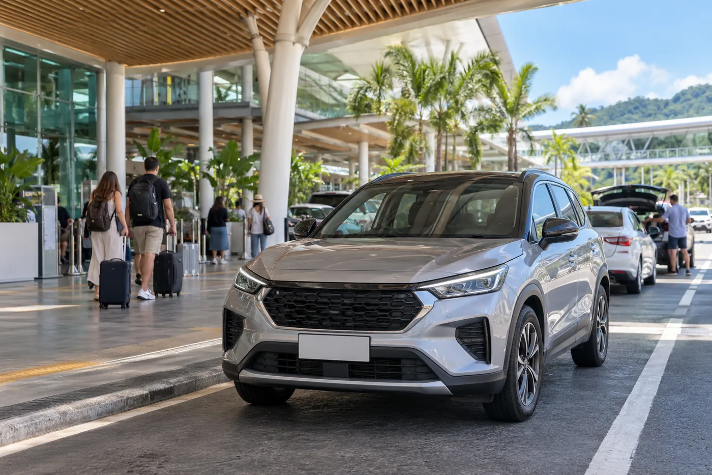 Generated illustration: Parking at Phuket Airport with a Rental Car