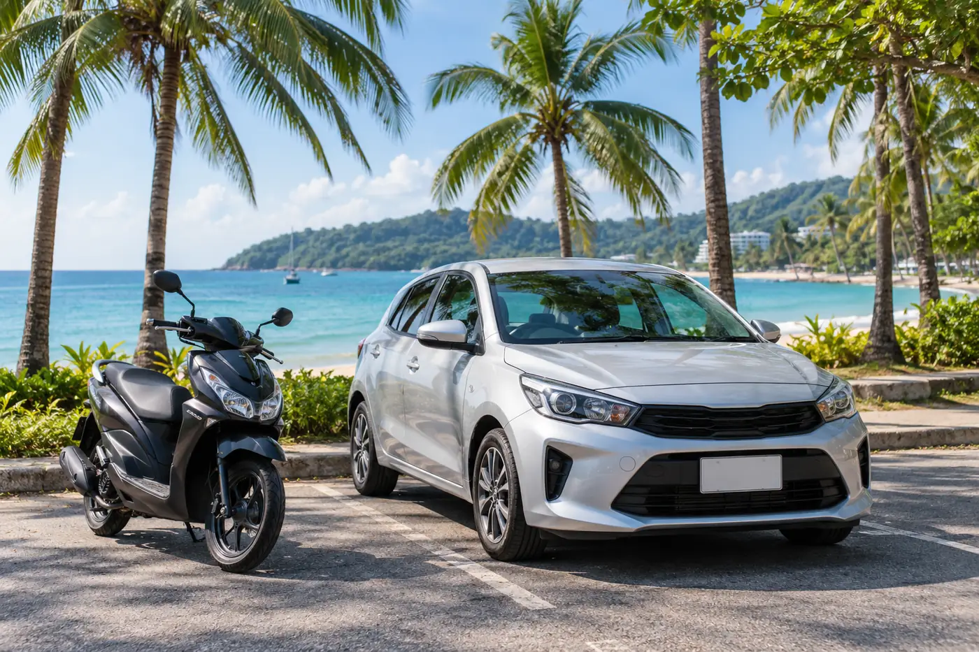 Generated illustration: Rent a Car or a Scooter in Phuket
