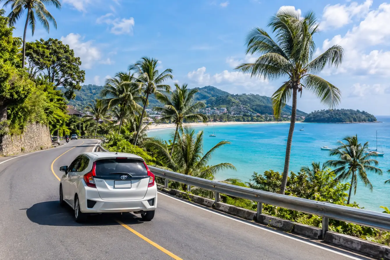 Generated illustration: Driving in Phuket During Songkran