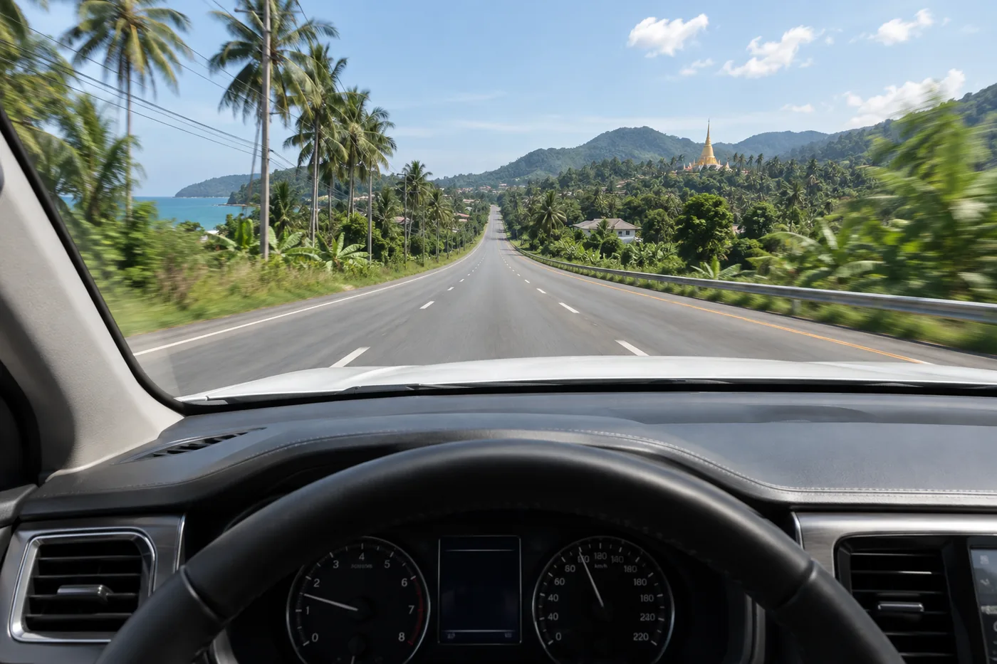 Generated illustration: road towards Chalong, Phuket