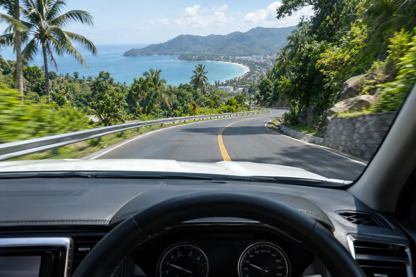 Generated illustration: road towards Kamala, Phuket