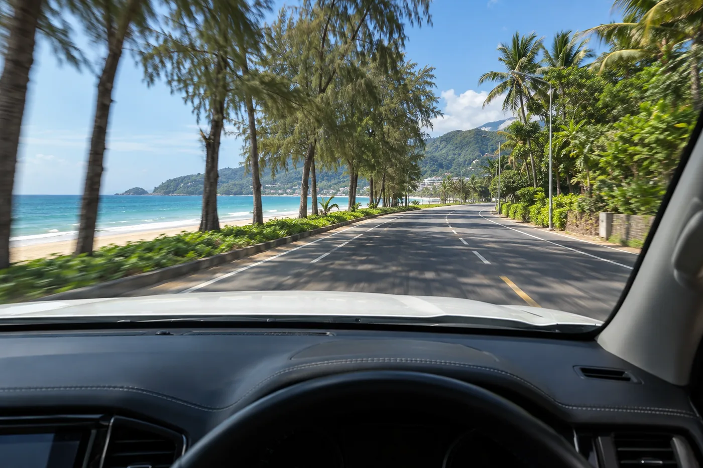 Generated illustration: road towards Karon, Phuket