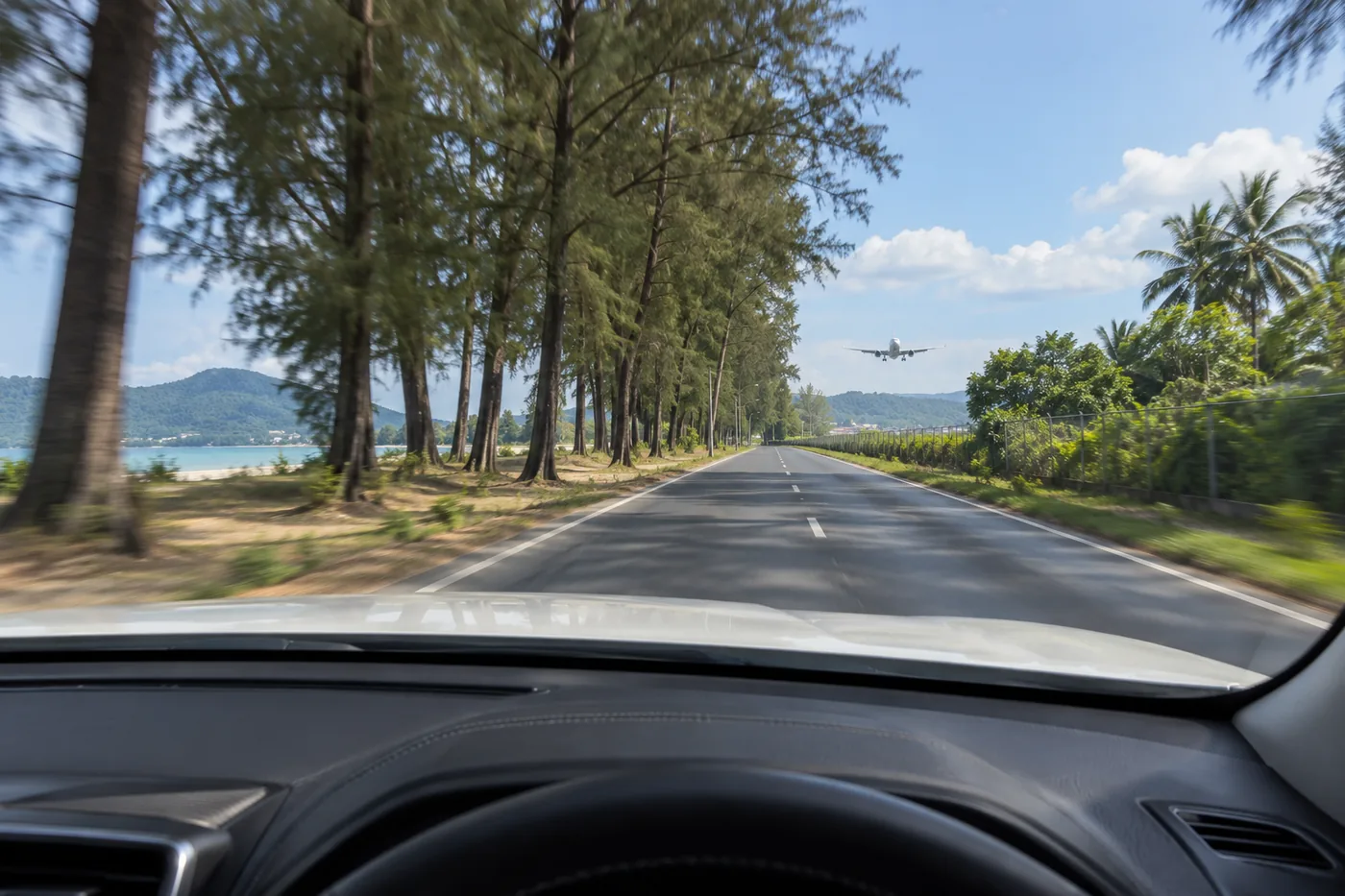Generated illustration: road towards Mai Khao, Phuket