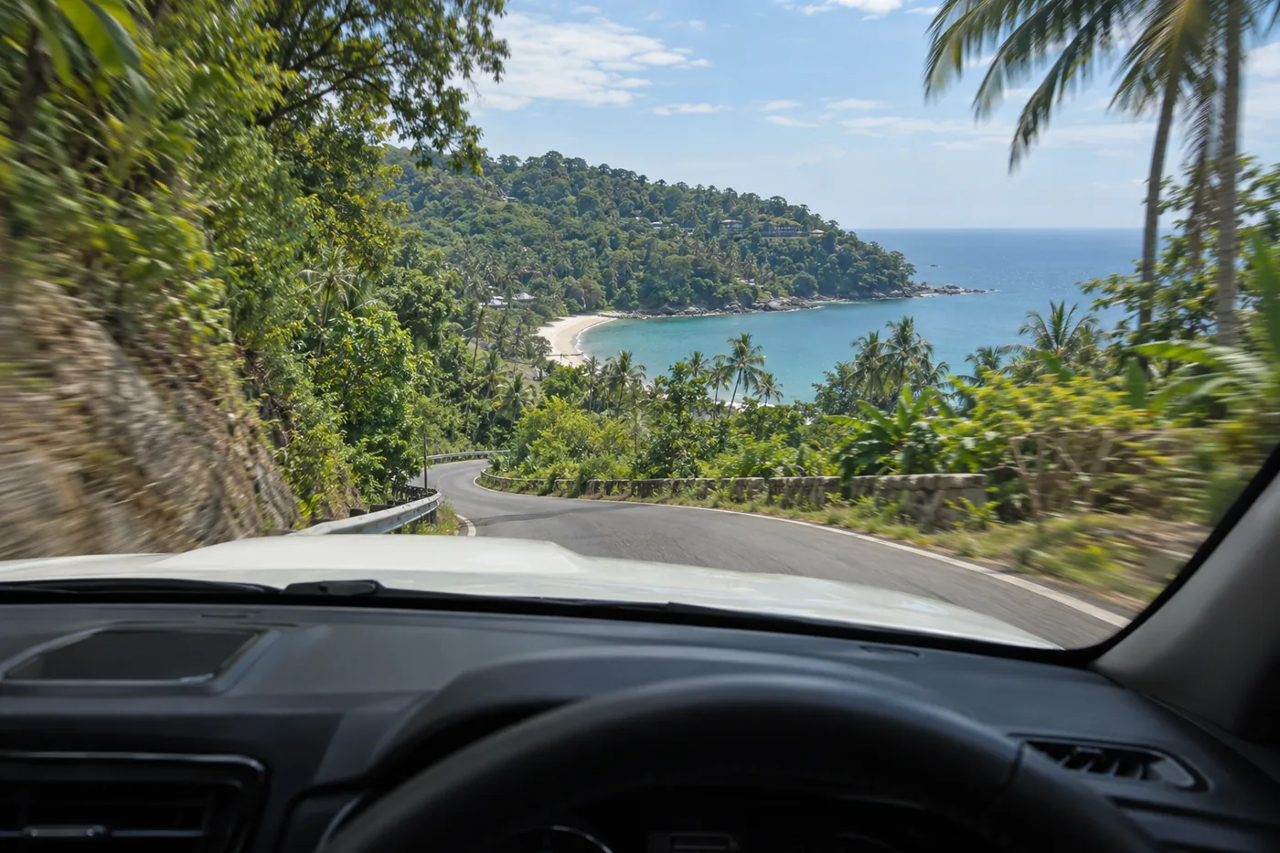 Generated illustration: road towards Nai Thon, Phuket