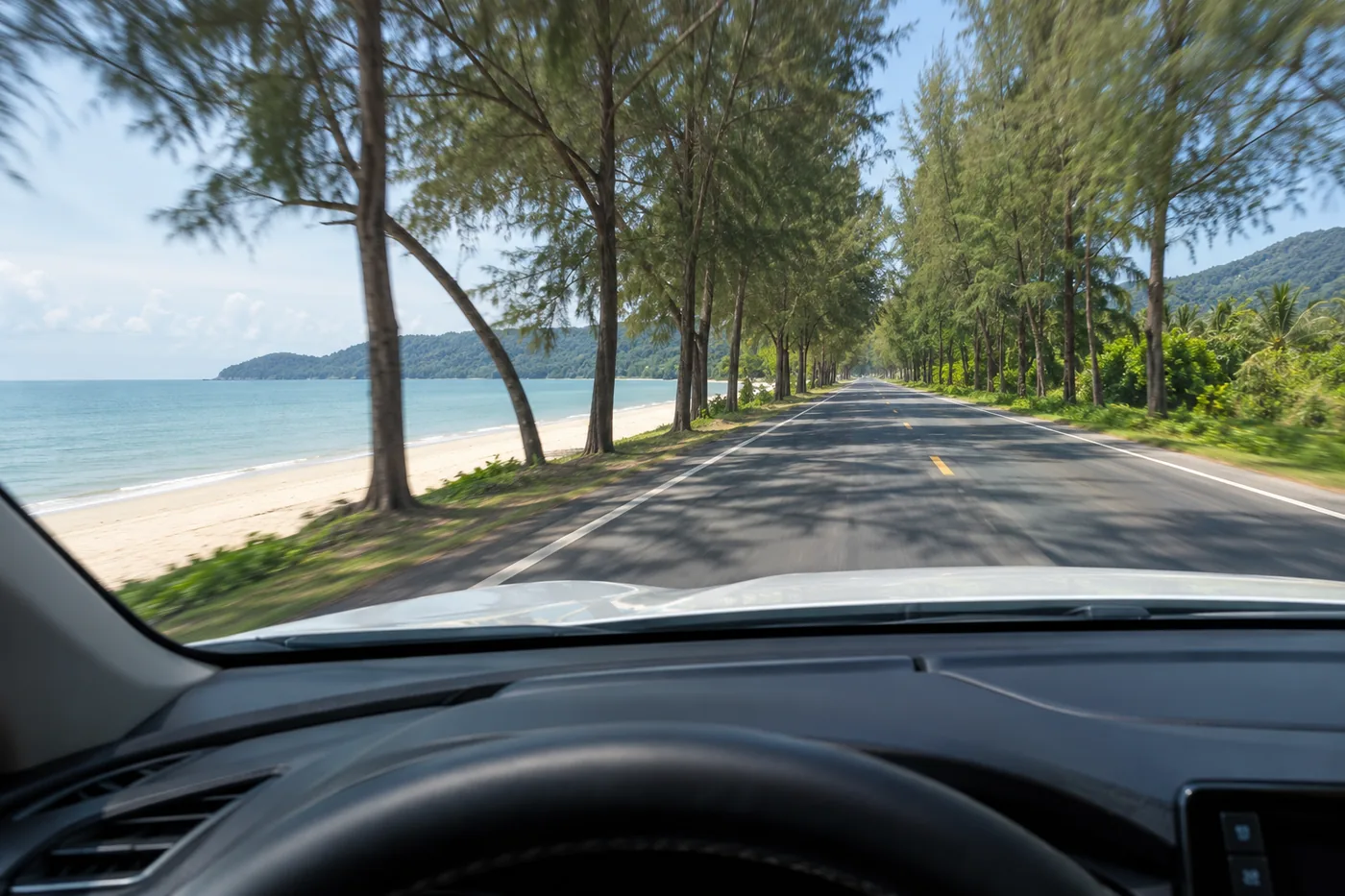 Generated illustration: road towards Nai Yang, Phuket