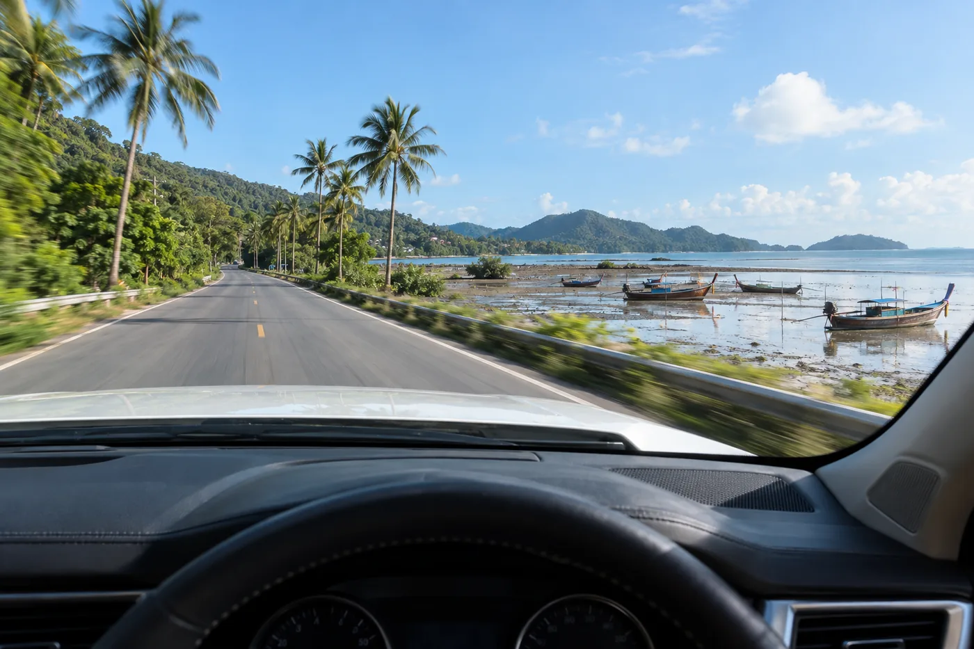 Generated illustration: road towards Rawai, Phuket