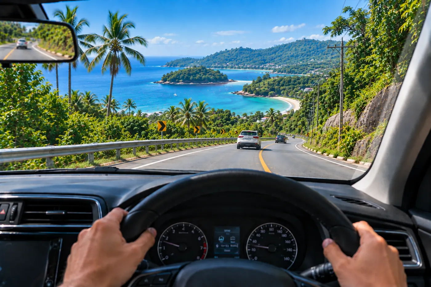 Generated illustration: Kata to Nai Harn by Car, Phuket
